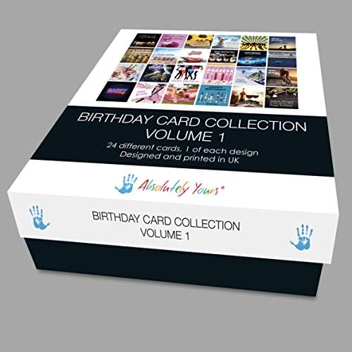 Pack of 24 Birthday Cards. Includes 24 Family Photo Style Designs. Ecofriendly Cards, Envelopes and Box. Printed and Packed in UK. Blank Inside.