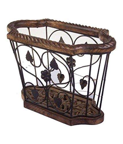 A S Handicrafts Wood & Iron Magazine Holder-picture-27
