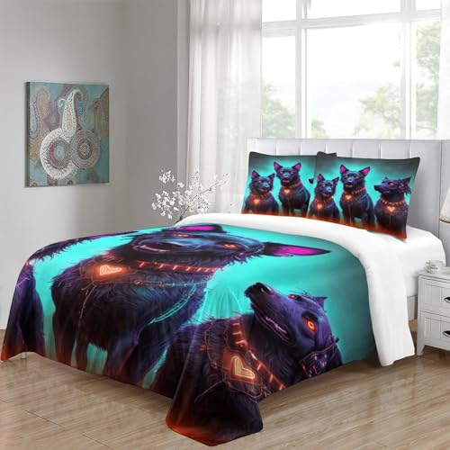 Parure de lit chien méchant 3 pièces avec housse de couette 200x200cm - 5
