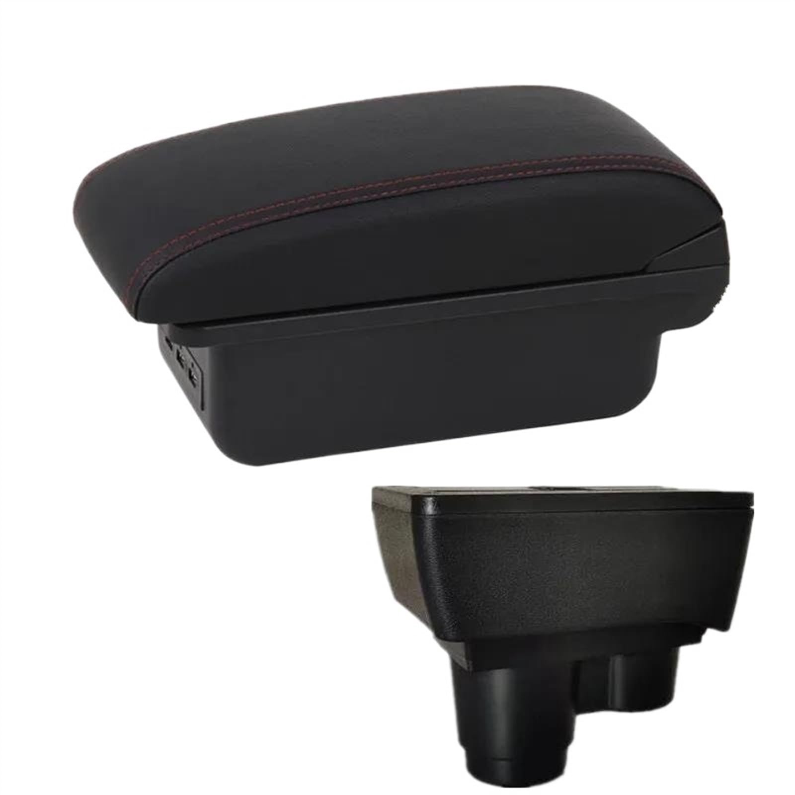 DYDGUTUFB For Renault For Dacia For Duster 2 3 2018-2022 Car Armrest Box Central Console Storage Accessories (B1 red line 3USB)
