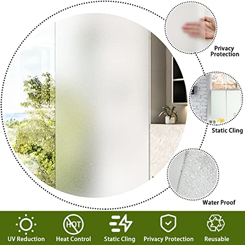 Window Privacy Film Frosted Glass Static Cling Translucent Uv Blocking Glass Sticker Non Adhesive Decorative Window Covering For Home Office(17.5"X78.7") #TOP3
