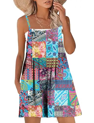 KMAZN Women's Casual Loose Short Cotton Rompers Bib Overalls Baggy Beach Bohemian Travel Vacation Clothes CAZ 308 L…