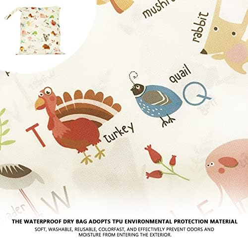 3 Pcs Baby Waterproof Nappy Organiser, Washable Reusable Double Zipper Nappy Day Care Wet Bag for Swimwear Baby Products (Dinosaurs, Letters), Mixed Colour