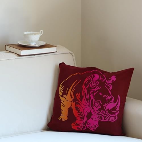 Miniatura 6 de Plantilla de rinoceronte de 11.8 x 11.8 pulgadas, plantilla de dibujo de animales de rinoceronte grande reutilizable con pincel para arte,