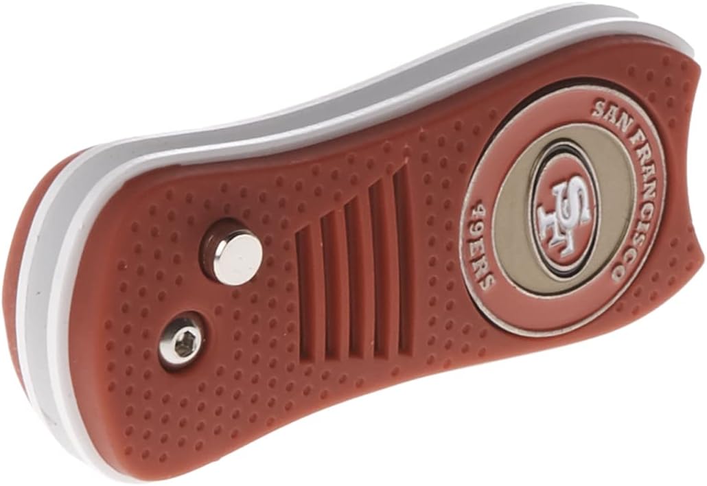 Team Golf NFL Gift Set Retractable Divot Tool with 3 Double-Sided Magnetic Ball Markers, Patented Single Prong Design, Causes Less Damage to Greens, Retractable Mechanism