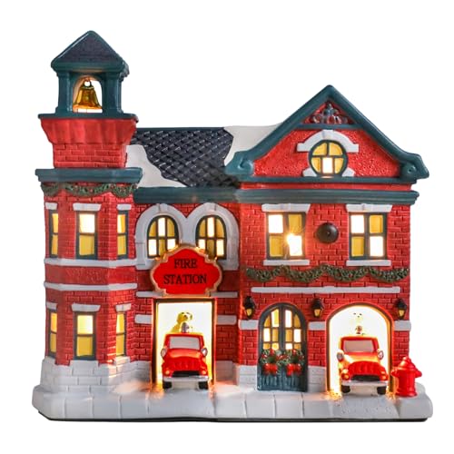 Yinns Ceramic Christmas Village Fire Department House