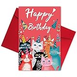 Bewoow Happy Birthday Card,Funny Cats Birthday Card for Him Her,Cute Cat Owner Birthday Gift From Cats,Cute Birthday Card for Men Women Couple Friend Cat Lovers
