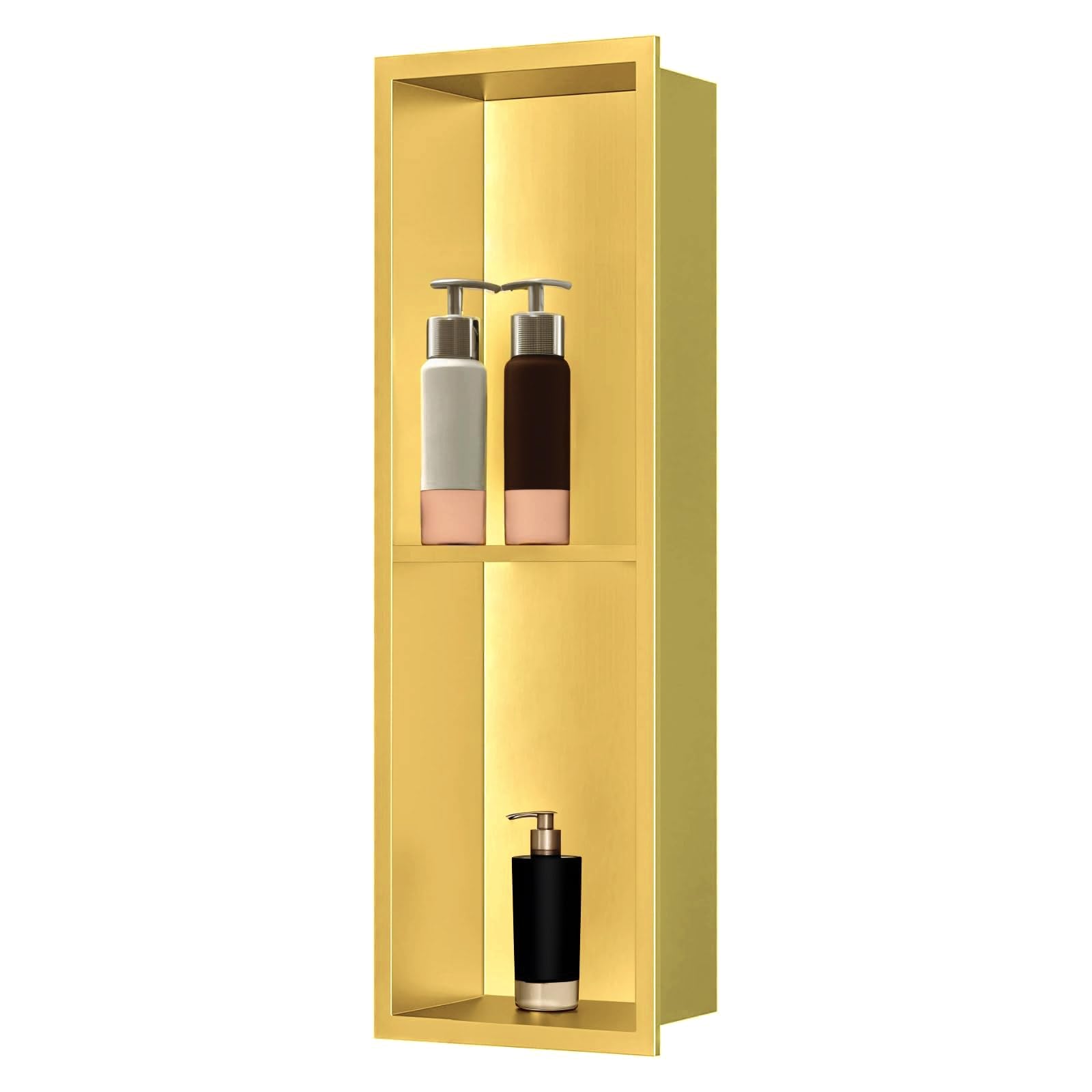 Sunrik Shower & Niche Embedded Stainless Steel Shower Niche with Shelf 20x60x10cm, Gold