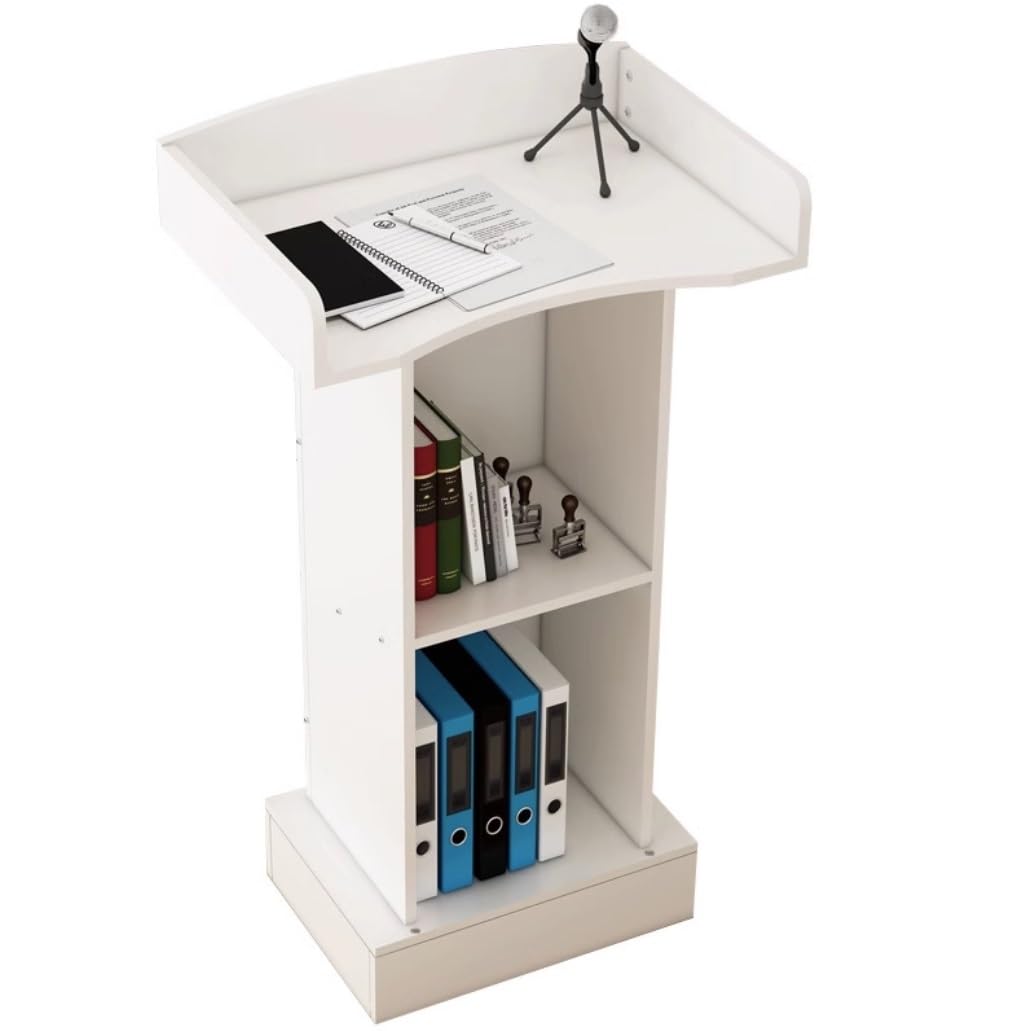CGCSYZ Adjustable Podium with Storage Church Lectern Standing Desk for Schools Perfect for Presentations and Events Black (Bianco)