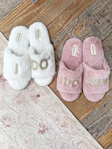 Dearfoams Women's Bride and Bridesmaid Gifts I Do Crew Matching Bridal Slippers for Wedding and Bachelorette Party4