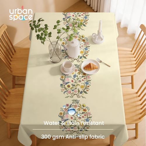 Image of Urban Space Sicilia Table Linen Collection - Premium Water & Stain Resistant Table Cover for 4 Seater, Anti Skid Table Cloth for Center Table (White Paisley - 4 Seater - 52 inch x 72 inch)