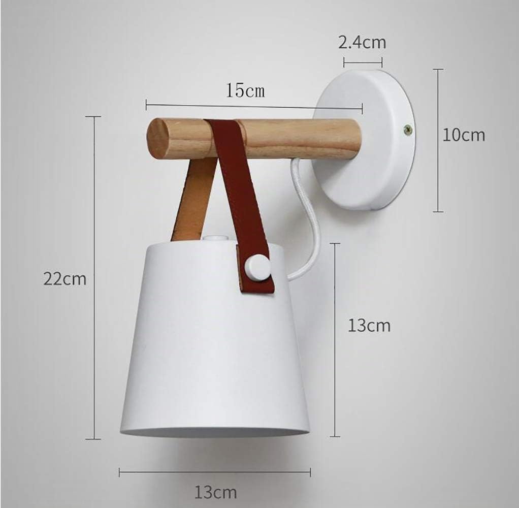 Chrasy E27 Moderne Applique Murale Métal Style En Fer Forgé Bois Ceinture Applique Murale Creative Nordique Eclairage Suspension Luminaire (Blanc)