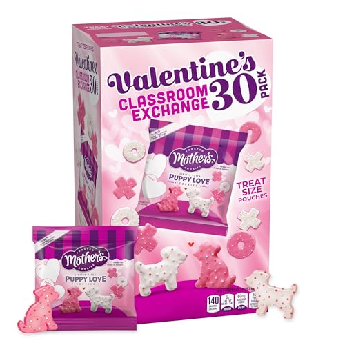 MOTHER'S Limited Batch Puppy Love Frosted Cookies 30 count box of 0.5oz bags, Valentine's Classroom Exchange - 15oz / 425g