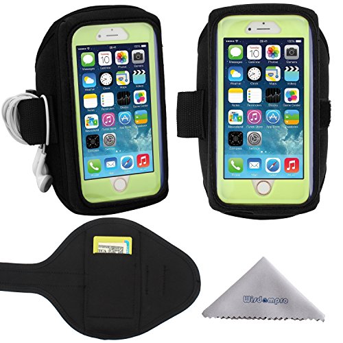 Wisdompro iPhone 6, 6s Armband, Galaxy S7, S6, S5 Sports Armband for OtterBox Defender or Commuter Series Or Lifeproof Cases (Card Holder and Headphones Organizer) - Black (Small-Medium Size)