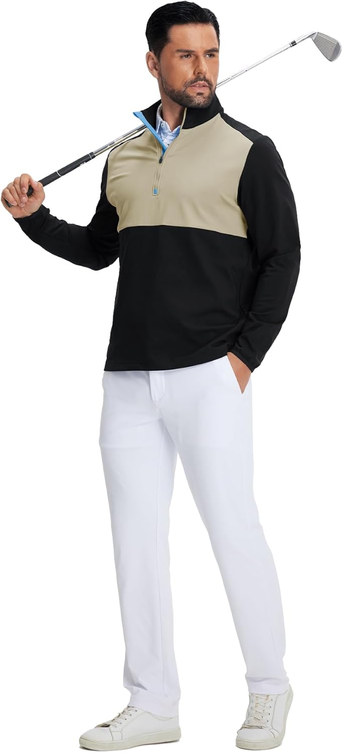 M MAELREG Quarter Zip Pullover Men Moisture Wicking Fleece lined Dry Fit Mock Neck Golf 1/4 Zip Pullover Mens Sweatshirt - Image 5