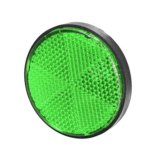 Image of X AUTOHAUX 10 Pcs Stick-on Safety Spoke Reflective Reflector for Gate Posts | Green, Self Adhesive Reflector, for Cars Trailer Motorcycle Trucks Boat Bicycle Bike, Round