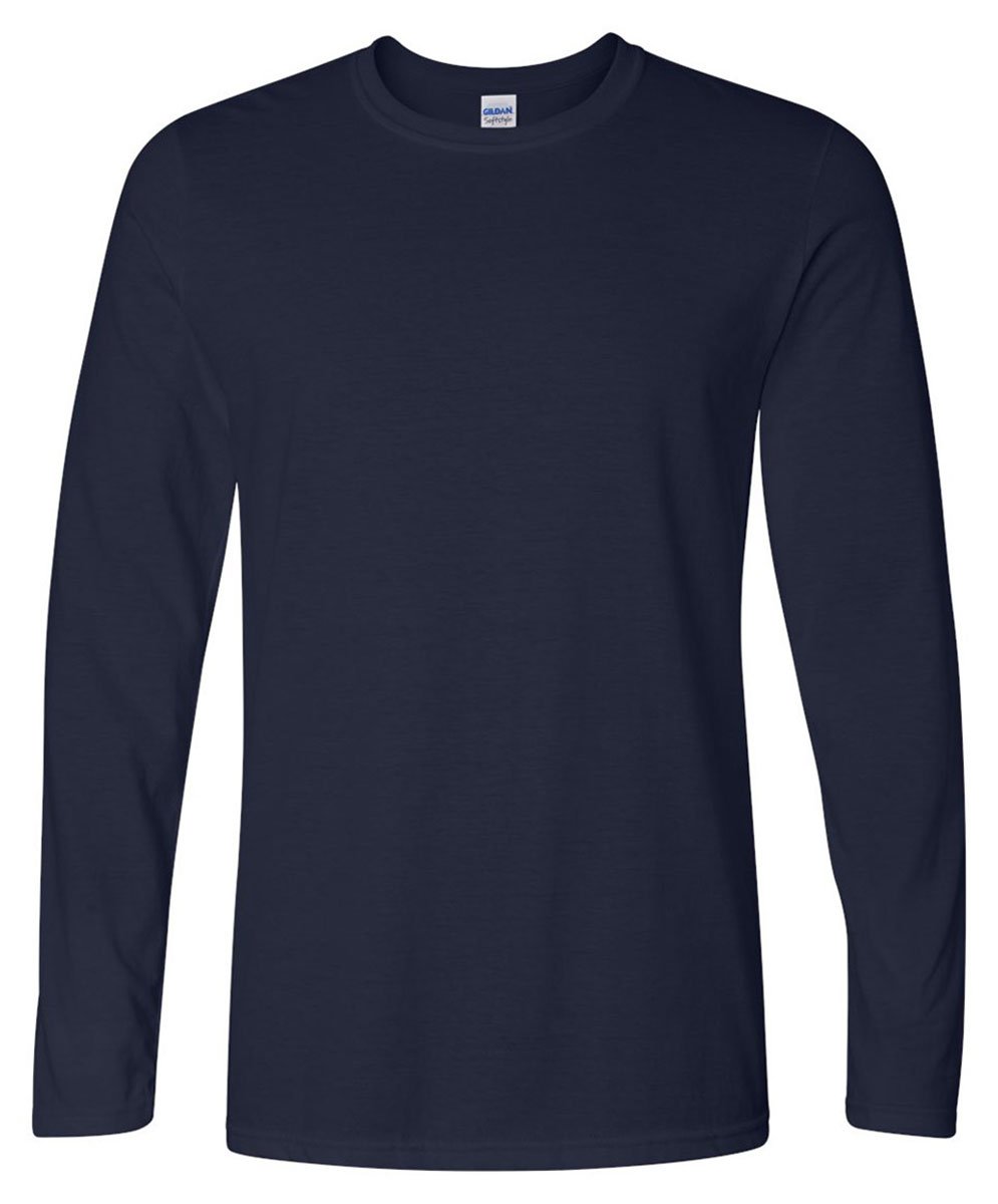 Gildan Men's Blue (Navy) Soft Style L/Sleeve T-Shirt, XX-Large
