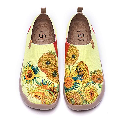 UIN Sunflower Zapatos deportivos de senderismo para mujer, diseño de girasoles, ligeros, cómodos, de punto, estilo slip-on, color amarillo, rojo, amarillo y naranja, 40 EU