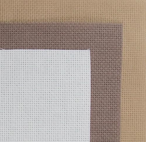 Image of KCS 3 pc of 15 inch x 18 inch(38cmx45cm) 18 Count Cross Stitch Cotton Aida Cloth Needlework Rolled Fabric Box,18CT,Antique White +Coffee+Khaki