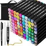 Tommax 80 Colors Alcohol Markers with Case, Dual Tip Sketch Alcohol Markers Set for Kids Adults Artists Painting, Coloring, Sketching and Drawing Alcohol Based Markers Pen