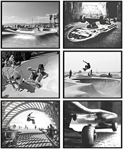 97 Decor Skateboarding Wall Decor - Skater Room Decor, Black White Skateboard Poster, Skate Board Wall Art Prints, Skater Pictures Photo Gifts for Teens Boys Bedroom Decorations (8x10 UNFRAMED)