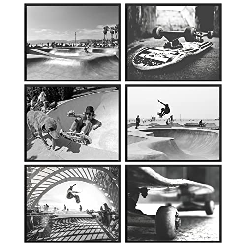 97 Decor Skateboarding Wall Decor - Skater Room Decor, Black White Skateboard Poster, Skate Board Wall Art Prints, Skater Pictures Photo Gifts For Teens Boys Bedroom Decorations (8X10 Unframed) #TOP30