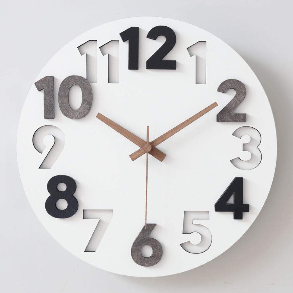 WOOKO Reloj de pared silencioso, relojes de cuarzo sin tachuelas, funciona con pilas, simple y moderna tabla de pared para dormitorio de silencio sala de estar hogar moda reloj, 2, 38,10 cm