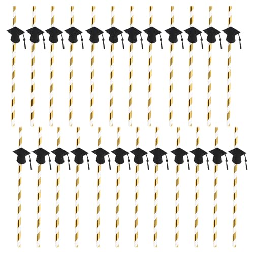 Pitillos de papel para graduación VALICLUD 24 pcs negro miniatura 1