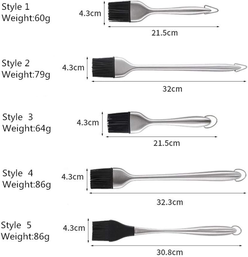 5Pcs Silicone Basting Brushes Heat Resistant BPA Free Stainless Steel Handle Pastry Grill Barbecue Brush Set Kitchen Cooking Tools