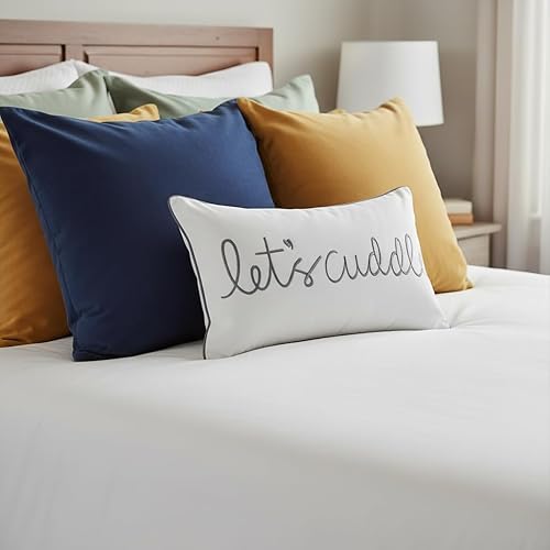 Miniatura 5 de Sanmetex - Funda de almohada lumbar decorativa para abrazarnos de 12x20 pulgadas, funda de almohada rectangular bordada en gris para cama,