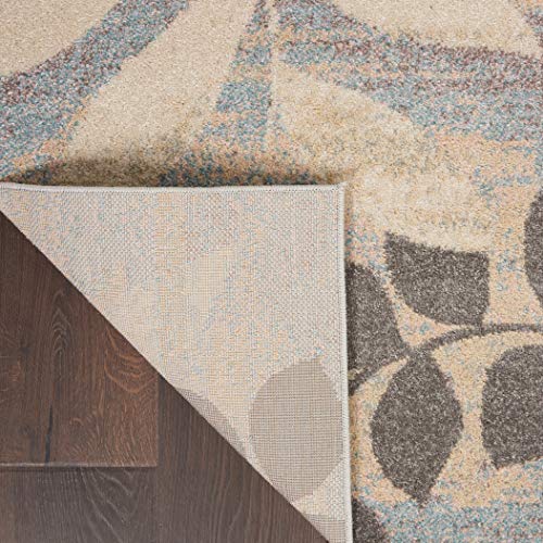 Nourison Tranquil Floral Ivory/Light Blue 4' X 6' Area -Rug, Easy -Cleaning, Non Shedding, Bed Room, Living Room, Dining Room, Kitchen (4X6) #TOP3