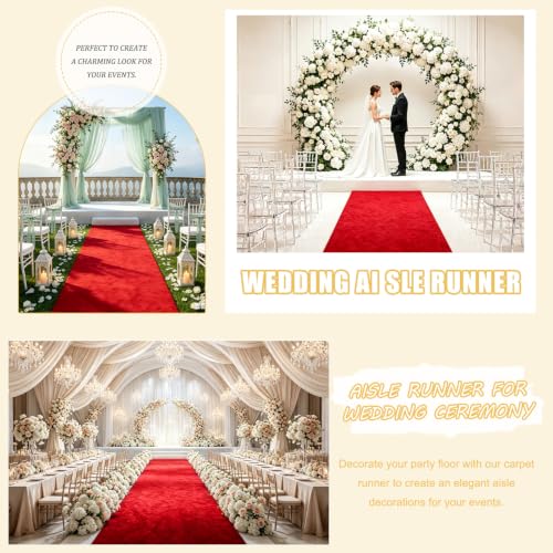 FUHSY Red Carpet Runner for Party 2FTx15FT Velvet Aisle Runner for Wedding Ceremony Red Runner Rug Bridal Wedding Runners Aisle Outdoor Indoor Movie Theme Party Prom Decorations by FUHSY - Image 5
