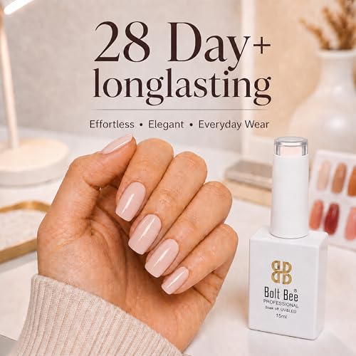 Image of Bolt Bee Soft Nude Pink Color Gel Nail Polish Soak Off UV Gel DIY at Home Manicure Salon Nail Art