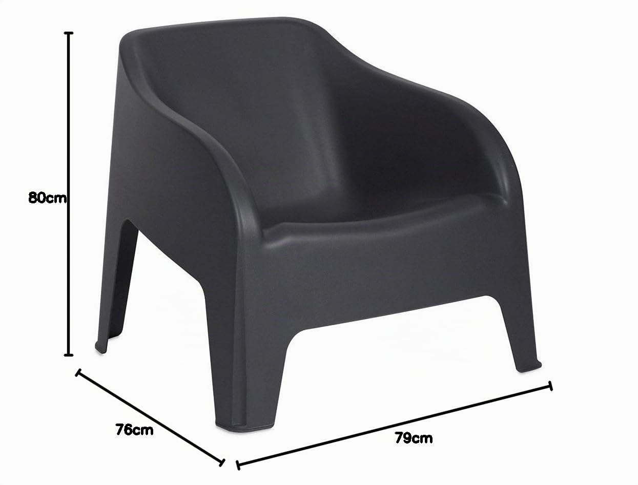 Toomax Sessel Petra: Modern, Grau, Kunstharz, UV-beständig, Stapelbar, Outdoor, Entspannen, Armchair