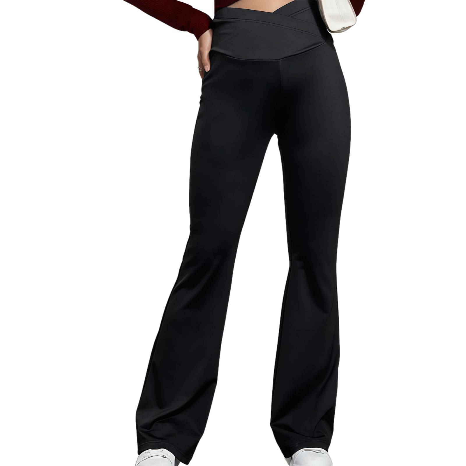 MANJIAMEI Pantalon de Grossesse Jambes Larges Femmes Taille Haute Doux et Élastique Vientre Entierement Couvert Pantalon de Sport de Grossesse Vêtements Loungewear Pantalon Évasé