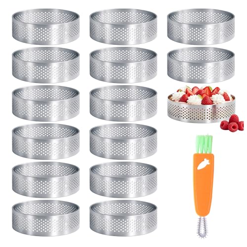 Lot de 15 moules à tartelette Ø 6 cm, en acier inoxydable 430, moules à tartelettes, anneaux à dessert 6 cm, anneaux de cuisson en forme de tartelette,...