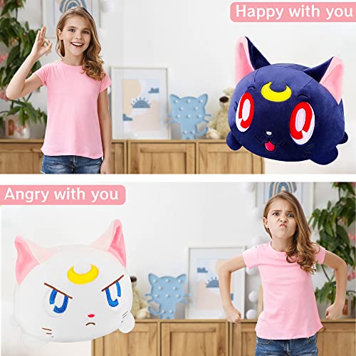 Memall 8'' Moon Cat Luna Reversible Stuffed Plush Toys, Cartoon Anime Stuffed Animal Plushie Double-Sided Flip Plush Doll Birthday Gift For Kids Boys Girls #TOP3