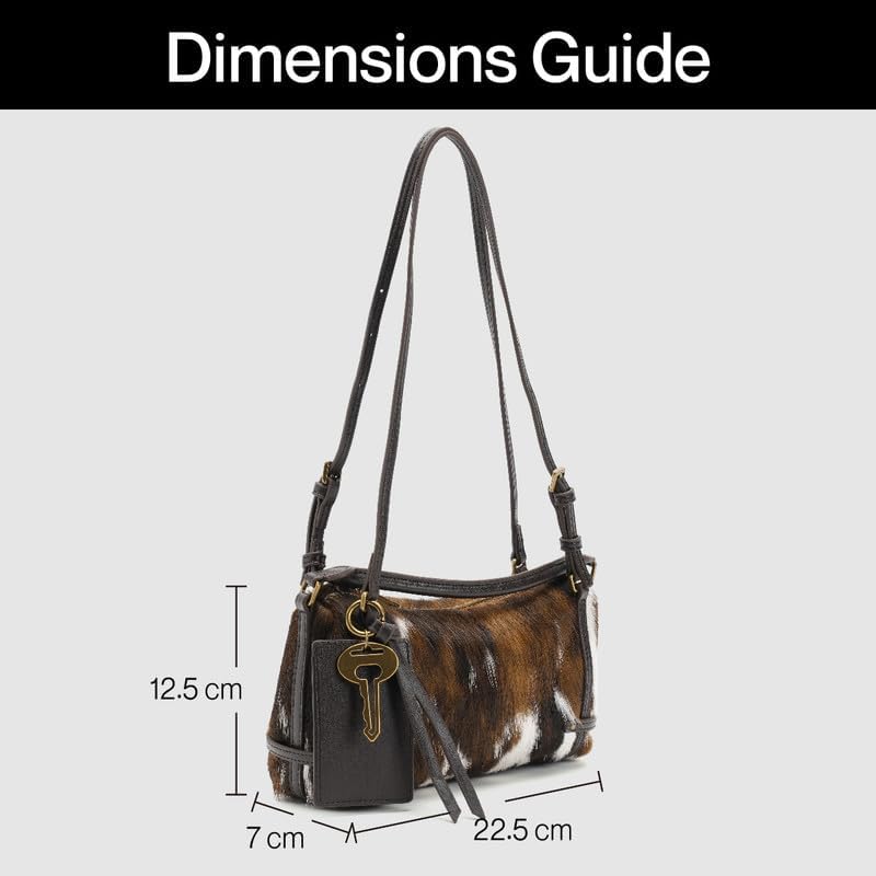 URBAN REVIVO 2026 Spring New Women's Genuine Leather Cow Print Crossbody Bag, Small Top Handle Shoulder Purse for Women, Everyday Casual Handbag for Work Travel Gift Ideas