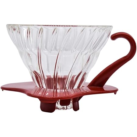 Amazon Co Jp Hario ハリオ V60 01 耐熱ガラス 透過 コーヒードリッパー レッド コーヒードリップ 1 2杯用 Vdg 01r ホーム キッチン