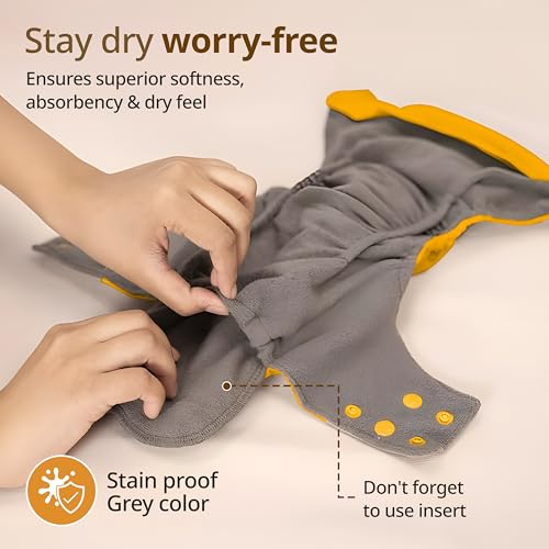 Image of LuvLap Reusable Baby Cloth Diapers Combo Pack of 3 (3 Shell + 3 Pads) Double Leak Guard, High Absorption, Stain-Proof Comfort & Protection, 3m+, Rash Free, Adjustable Waist & Height with Snap Buttons