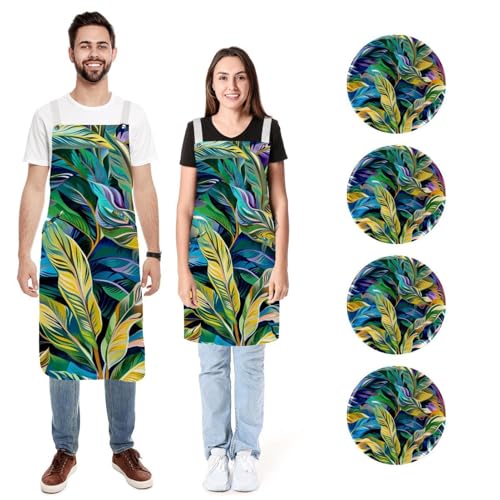 Tabliers de cuisine tropicale par 2 : chef réglables homme femme