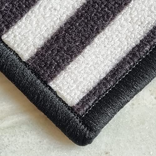 Image of Matz&More Geometric Piano Runner Mat | 50x120 CM | Black White | Nylon Tufted Gel Baking Anti-Slip | Doormat for Home Entrance, Kitchen & Bedroom