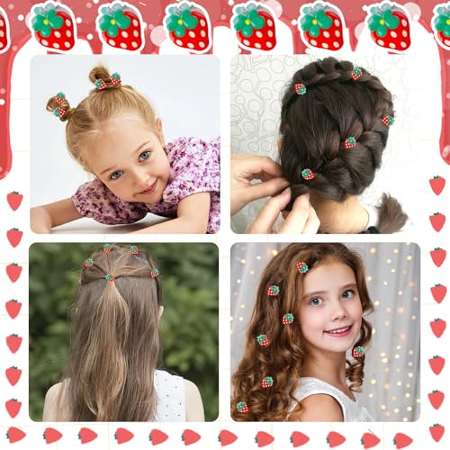 20 pinzas mini de fresa para el cabello miniatura 6