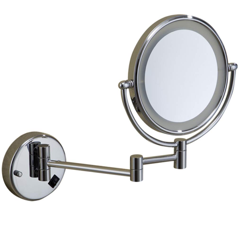 Miroir de courtoisie pivotant à 360 degrés avec double face grossissante et design argent