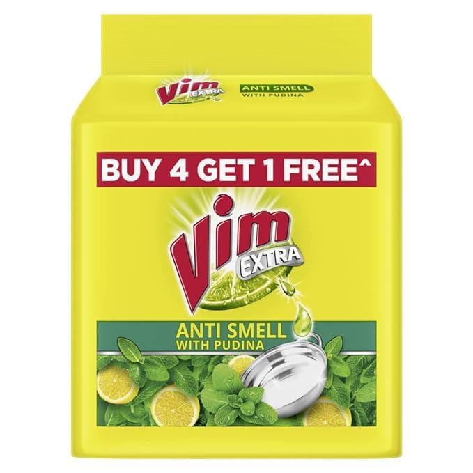 Vim Antismell with Pudina Buy 4 get 1, Pack of 5 & Vim Dishwash Bar Lemon, Removes Stain And Grease With Power Of Lemon, 300 g (B0CQCPFQWZ) Amazon Price History, Amazon Price Tracker