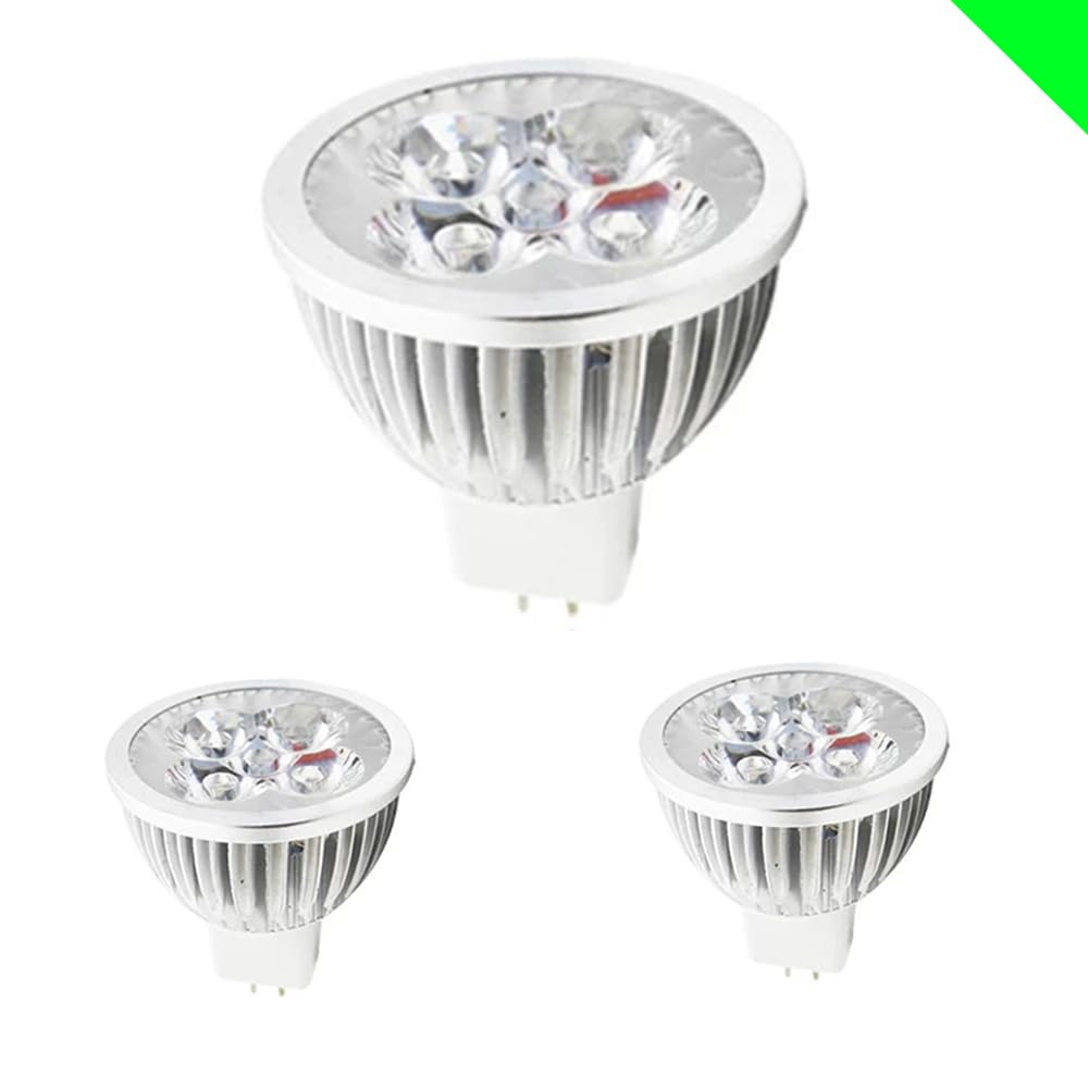 MR16 GU5.3 LED Light Bulbs AC 12V DC12V 4W Warm White 3000K 320lm LED Bulb Replacement for Landscape Office Home Lighting, Non-Dimmable Energy Saving Bi-pin Base 120° Beam Angle for Kitchen (3 pieces)