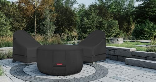 Image of Porch Shield Fire Pit Cover - Waterproof 600D Heavy Duty Fade Resistant Round Patio Fire Bowl Cover Black - 48 inch