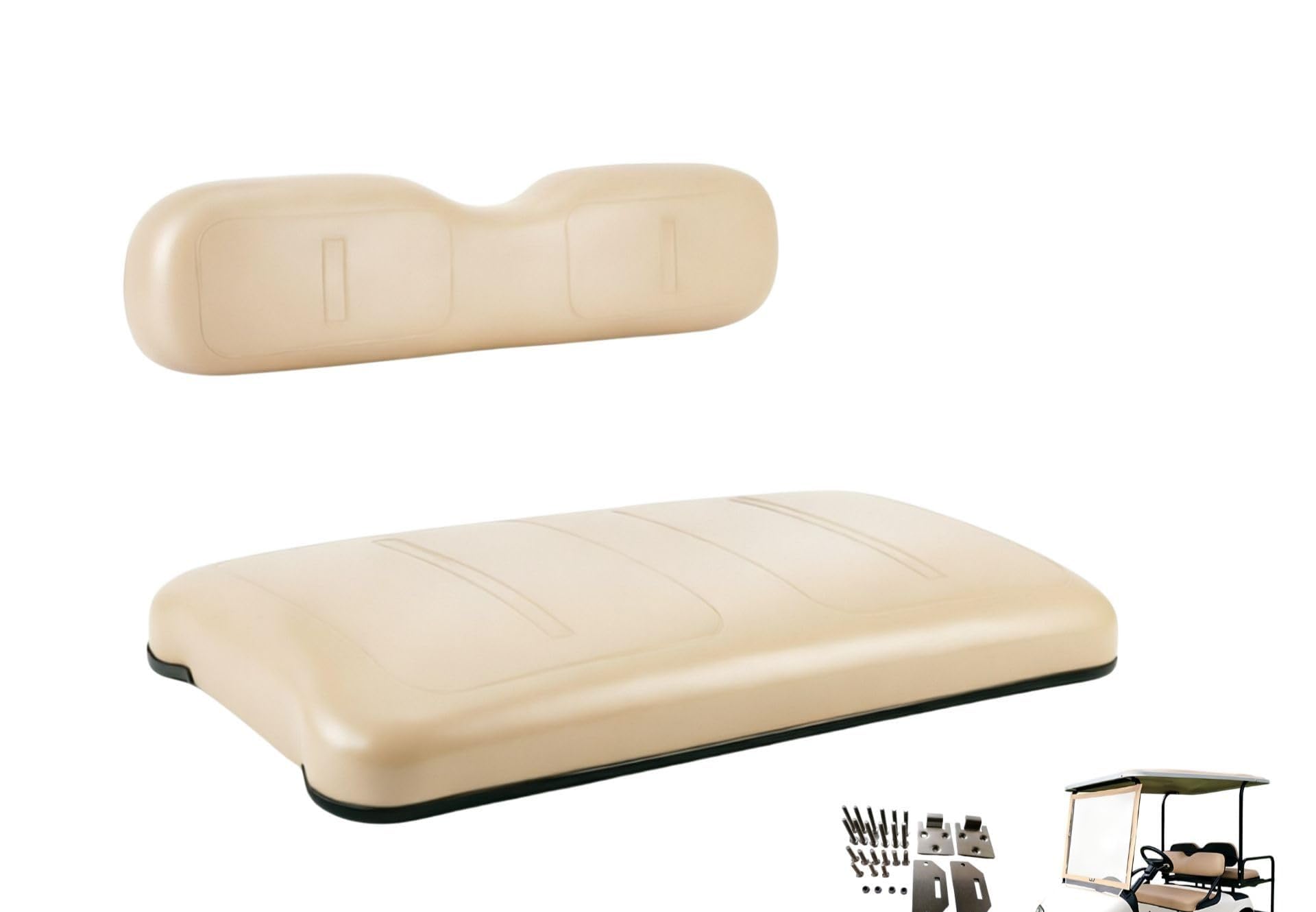 Cuscino per sedile anteriore e schienale per carrello da golf, per modelli EZGO Medalist TXT 1994-2013, con viti e cerniera inferiore, modello originale/OEM abbinato (kaki)