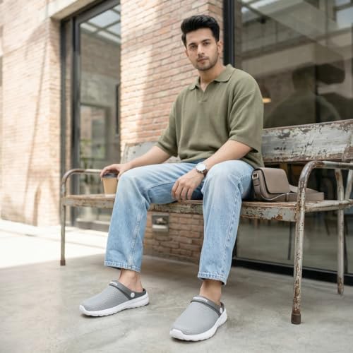 Image of KazarMax Men's Lightweight Clogs with Adjustable Back Strap | Anti-Skid EVA Sole | Memory Foam Cushion | Casual Slip-On Sandals for Daily Use