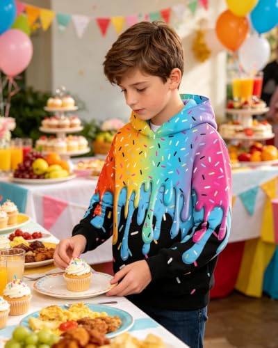 Image of Belovecol Boys Hoodies 3D Printed Hooded Sweatshirts with Pocket for 6-16Y